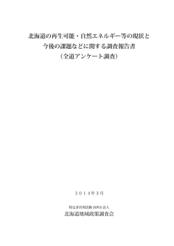 北海道の再生可能・自然エネルギー等の現状と 今後の課題などに関する
