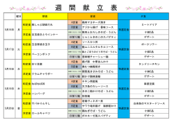 週 間 献 立 表