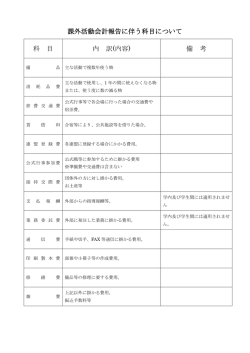 課外活動会計報告に伴う科目について 科 目 内 訳(内容) 備 考