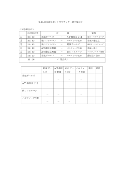 第 35 回奈良県女子小学生サッカー選手権大会 ＜試合組合せ＞ 対 戦