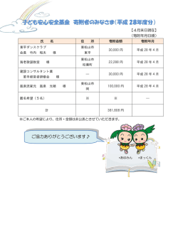 子ども安心安全基金 寄附者のみなさま（平成 28年度分）