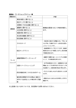 防災講座・ワークショップメニュー表 （PDF 29.7KB）