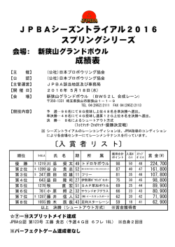 JPBAシーズントライアル2016 スプリングシリーズ 成績表