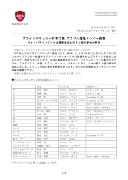 ブラインドサッカー日本代表ブラジル遠征メンバー発表 リオ