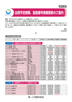 出荷予定時期、製造番号情報更新のご案内(第十二報)