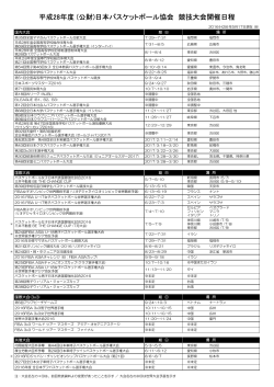 平成28年度 (公財)日本バスケットボール協会 競技大会開催日程