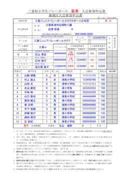 三重県小学生バレーボール 夏季 大会参加申込書 兼地区大会参加申込書