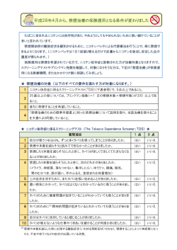 平成28年4月から、禁煙治療の保険適用となる条件が変わりました