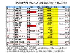 愛知県大会申し込み日程表2016（平成28年）