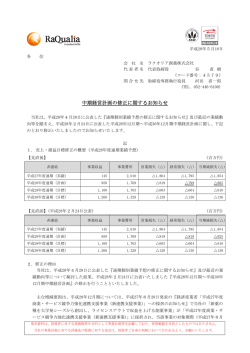 中期経営計画の修正に関するお知らせ