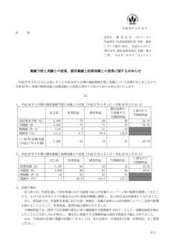 業績予想と実績との差異に関するお知らせ