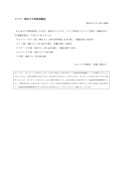 ロシア：港向け石炭鉄道輸送