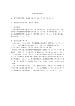 意見公募の結果 1 意見公募の期間：平成28年3月4日から3月17日