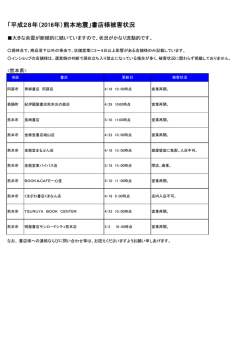 「平成28年（2016年）熊本地震」書店様被害状況