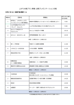 上がり太陽プラン事業 公開プレゼンテーション日程