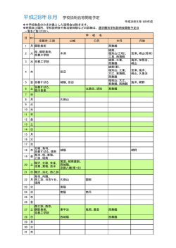 平成28年8月 学校説明会等開催予定
