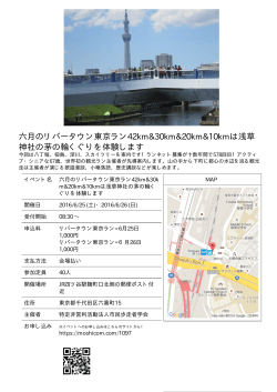 六月のリバータウン東京ラン42km&30km&20km&10kmは浅草 神社の