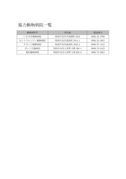 協力動物病院一覧
