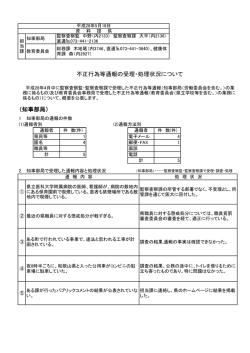 （知事部局） 不正行為等通報の受理・処理状況について