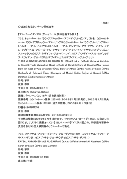 （別添） 追加されるタリバーン関係者等 【アル・カーイダ／ISIL（ダーイシュ