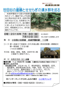世田谷の崖線とせせらぎの湧水群を巡る