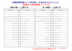 水曜振替授業日バス時刻表（平成28年5月21日[土]） 【赤数字は特別