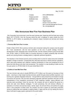 Kito Announces New Five-Year Business Plan