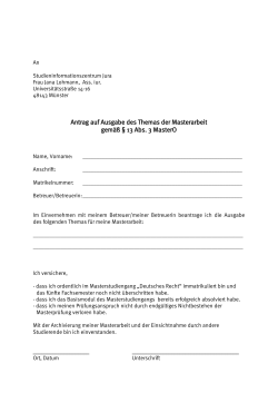 Formular zur Anmeldung der Masterarbeit (Master Deutsches Recht)
