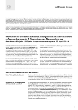 Information der Deutschen Lufthansa