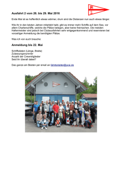 29. Mai 2016 Ausfahrt 2 des YCSi hier anmelden
