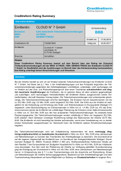 Rating Summary der Cloud N o 7 GmbH, 17.05.2016