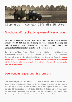 Glyphosat - Wie ein Gift die EU t&ouml;tet - K