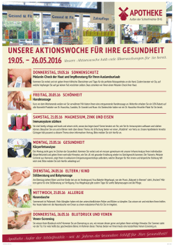 donnerstag, 19.05.16 sonnenschutz freitag, 20.05.16 sch&ouml;nheit