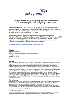 HNA publiziert Angebotsprospekt zum &ouml;ffentlichen