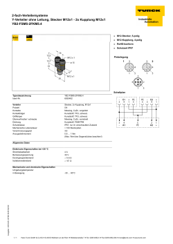 2-fach-Verteilersysteme Y-Verteiler ohne Leitung, Stecker M12x1