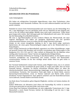 Jahresbericht 2016 des Pr&auml;sidenten