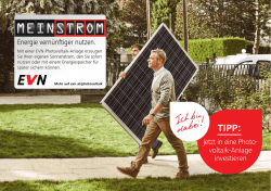 jetzt in eine Photo- voltaik-Anlage investieren Energie