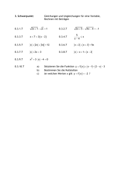 3. Schwerpunkt: Gleichungen und Ungleichungen für eine Variable