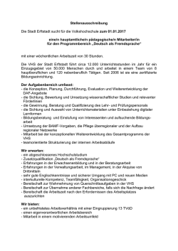 In der Volkshochschule ist befristet eine Aushilfe