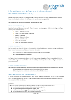 Informationen zum Aufnahmetest Informatik und