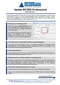 Update BITZER Professional - Bitzer Wiegetechnik GmbH