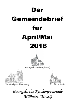 Gemeindebrief April-Mai 2016-ekkt - Evangelischer Kirchenkreis Trier