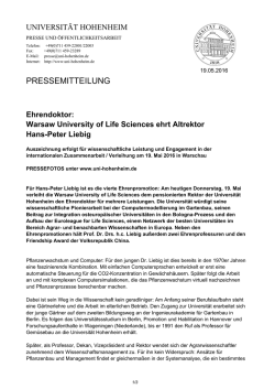 PRESSEMITTEILUNG - Universität Hohenheim