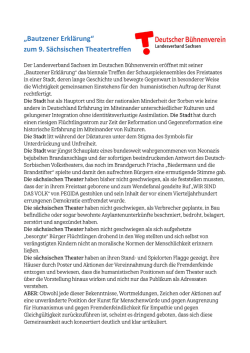 &bdquo;Bautzener Erkl&auml;rung&ldquo; zum 9. S&auml;chsischen Theatertreffen