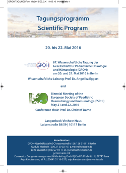 Tagungsprogramm Scientific Program