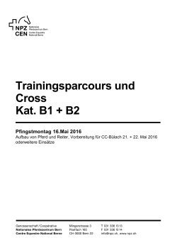 Trainingsparcours und Cross Kat. B1 + B2 Pfingstmontag 16.Mai 2016