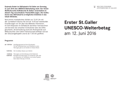 Erster St. Galler UNESCO-Welterbetag am 12. Juni 2016