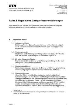 Rules & Regulations Gastprofessorenwohnungen