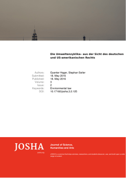 Die Umweltenzyklika&ndash; aus der Sicht des deutschen und US