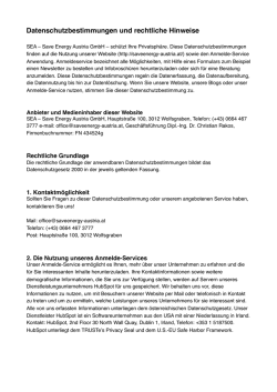 Datenschutzbestimmungen und rechtliche Hinweise